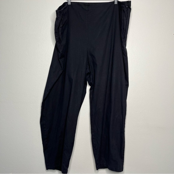 Eileen Fisher Woman Plus Size Pants 3X Black Organic‎ Cotton Hemp Side Zipper - Picture 1 of 9